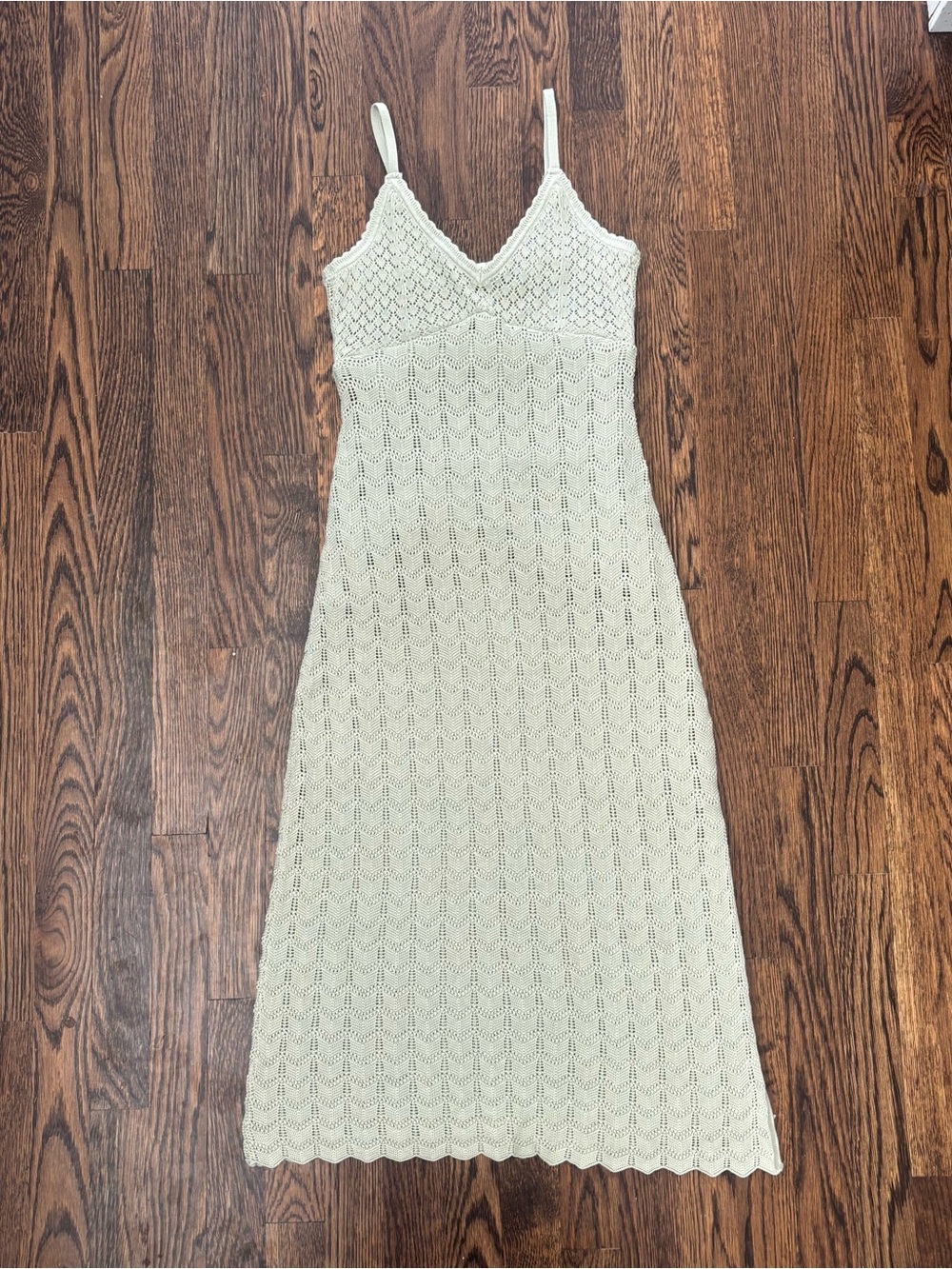 Hollister Women’s Crochet knit midi dress v neck olive Green Sz S